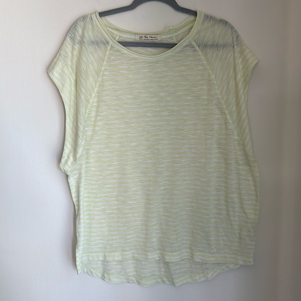 Free People We the Free Women stripped like green white cap sleeve beach top M